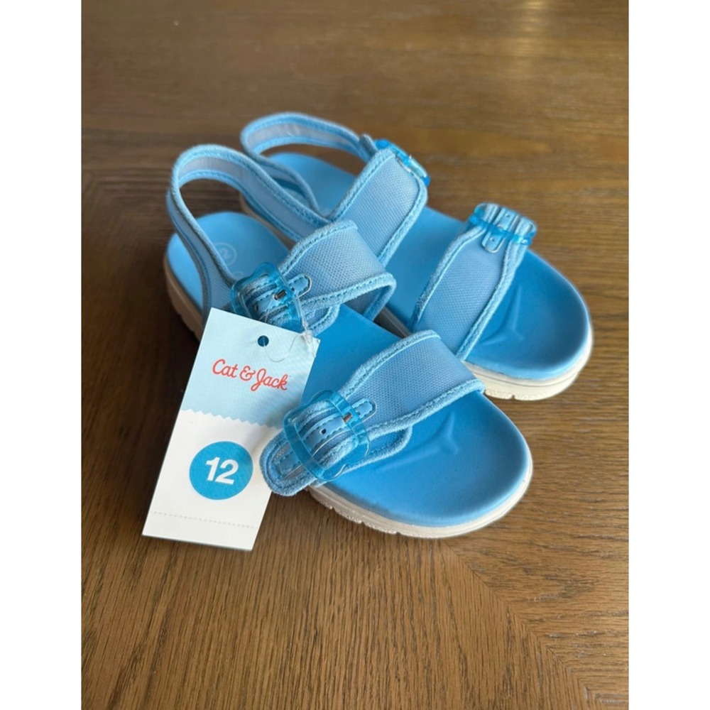 Cat & Jack Riley Light Blue Strappy Buckle Sandals Kids Size 12 NWT